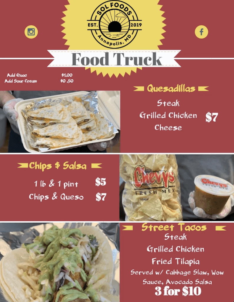 Chevys Food Truck Menu